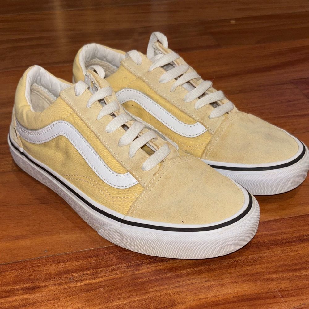 Vans Yellow Canvas & Suede Old Skool Sneakers women’s size 7.5 - Picture 2 of 10